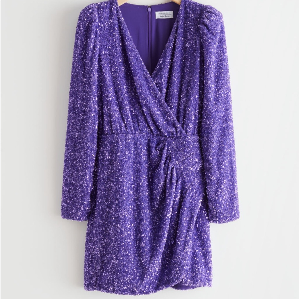 Sequin Wrap Mini Dress
